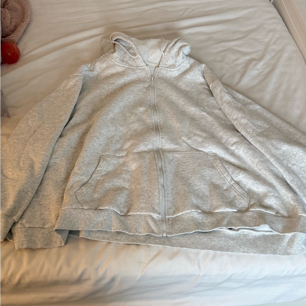 Oversized light grey zip up hoodie by shiny by nature, size 3X